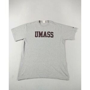 Champion UMass T Shirt Mens Large Gray Short Sleeve University Massachusetts